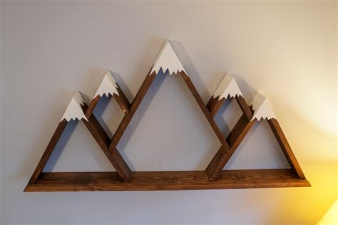 44palms|Hand Crafted Snow Capped Mountain Wall Shelf .